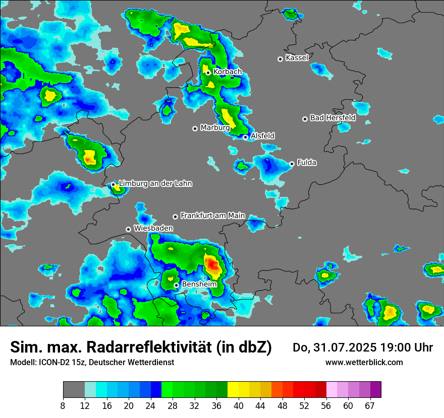 Modellkarten Simuliertes Radarbild