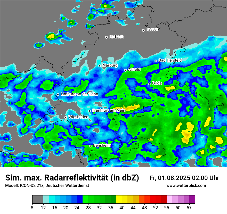 Modellkarten Simuliertes Radarbild