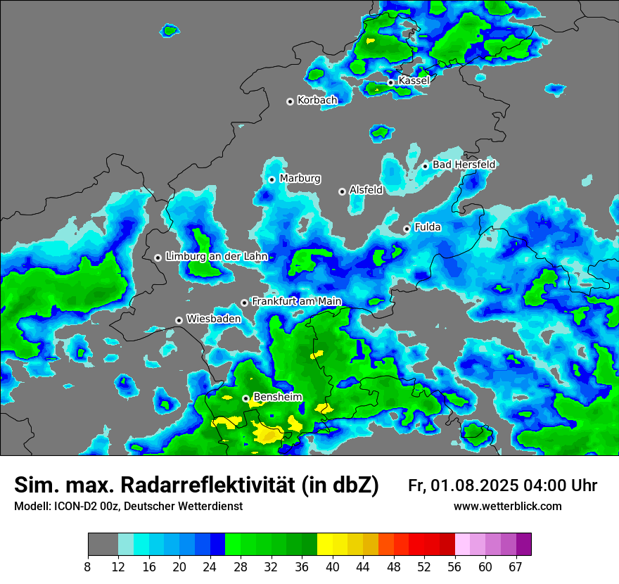 Modellkarten Simuliertes Radarbild
