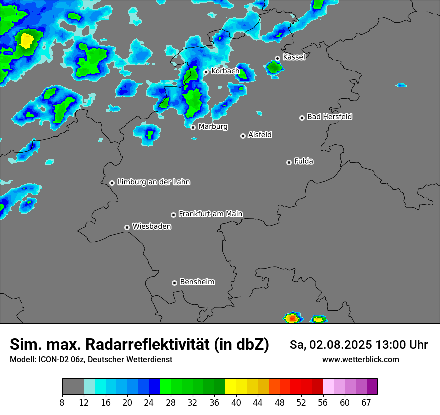 Modellkarten Simuliertes Radarbild