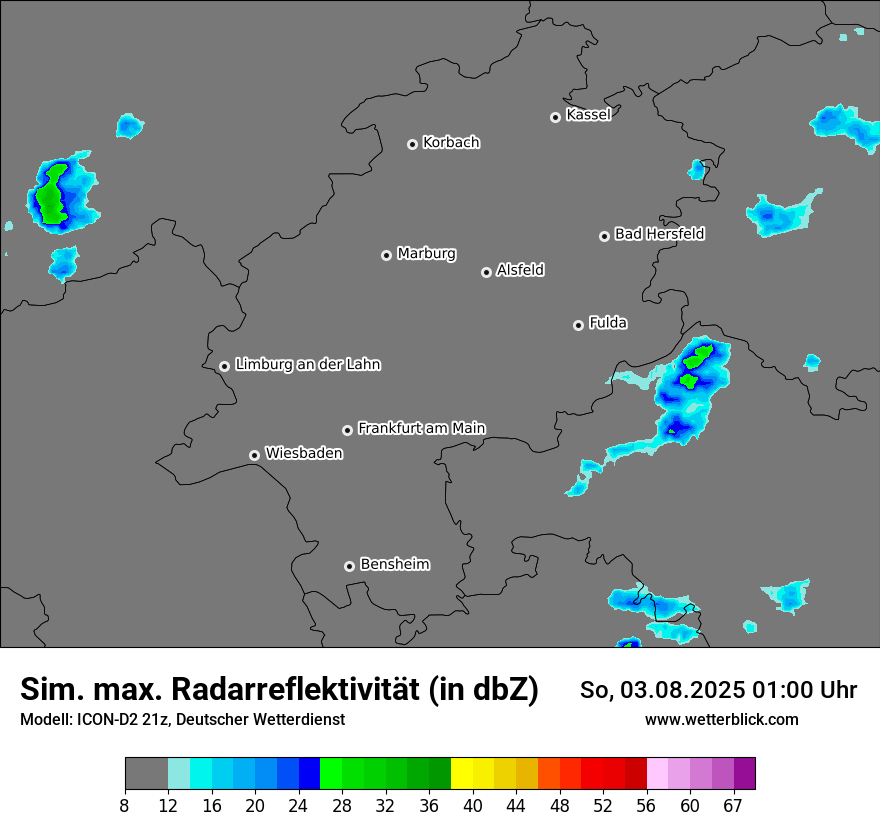 Modellkarten Simuliertes Radarbild