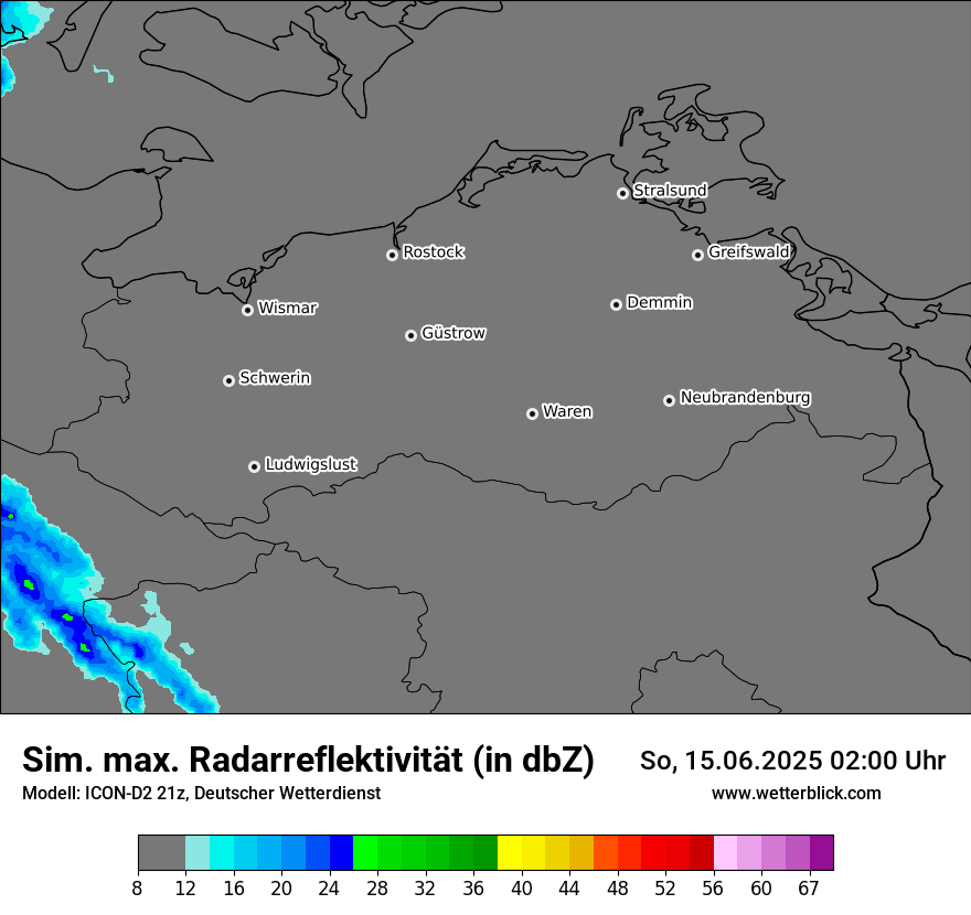 Modellkarten Simuliertes Radarbild