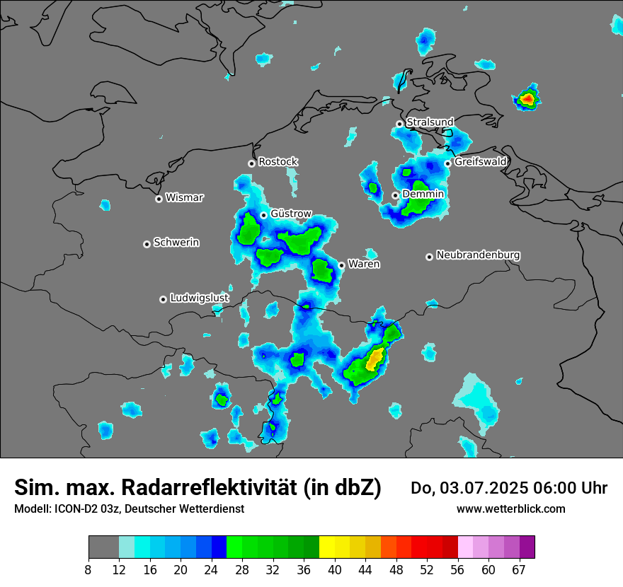 Modellkarten Simuliertes Radarbild