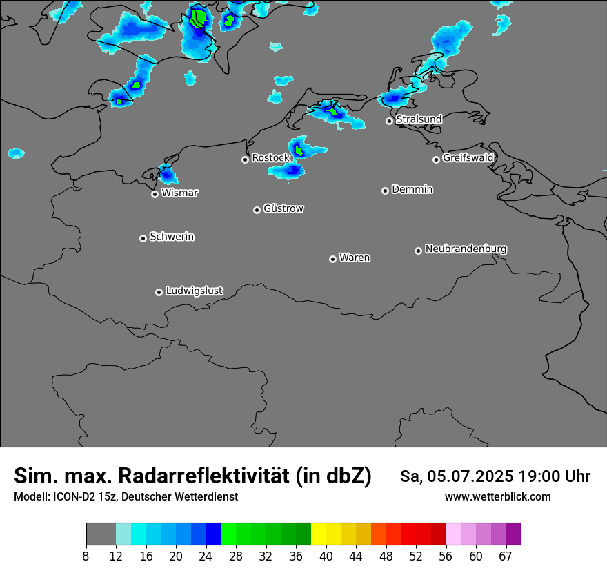 Modellkarten Simuliertes Radarbild