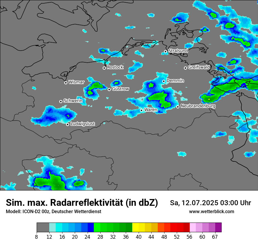 Modellkarten Simuliertes Radarbild