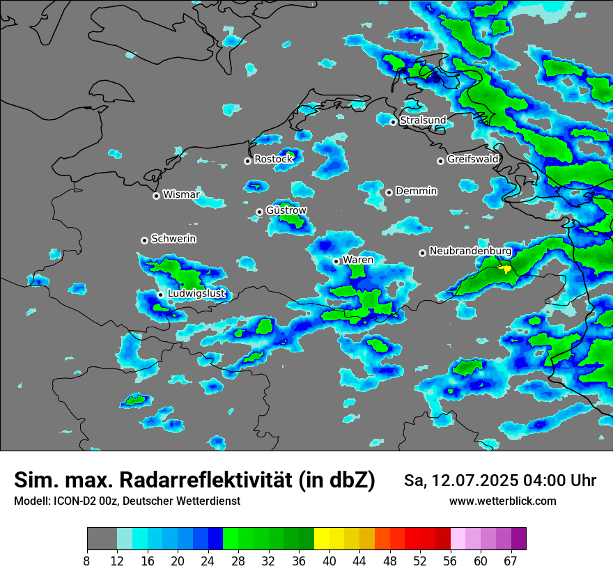 Modellkarten Simuliertes Radarbild