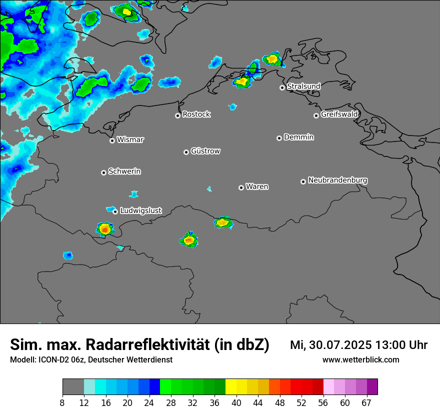 Modellkarten Simuliertes Radarbild