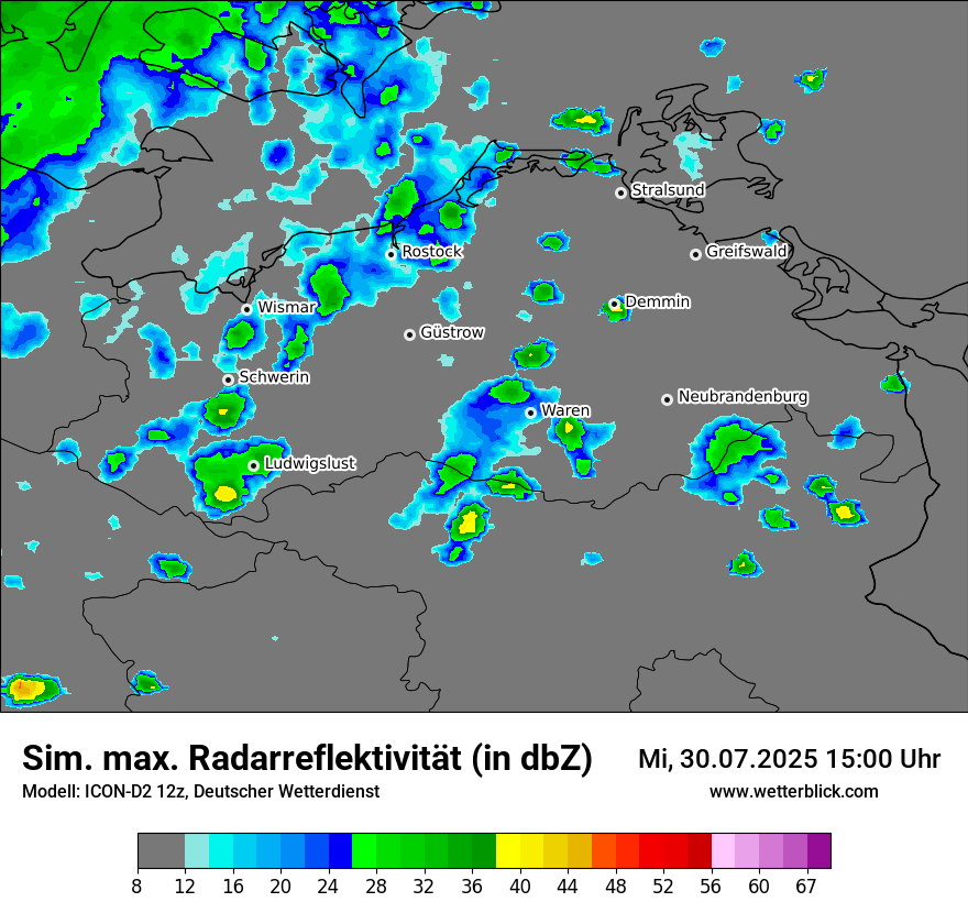 Modellkarten Simuliertes Radarbild