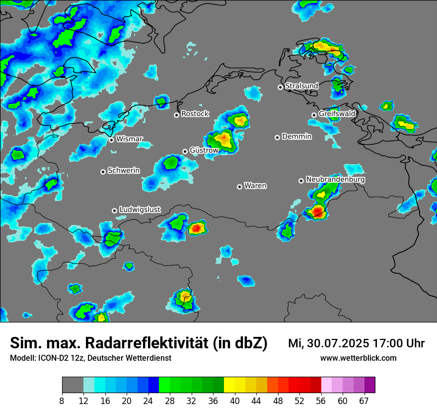 Modellkarten Simuliertes Radarbild