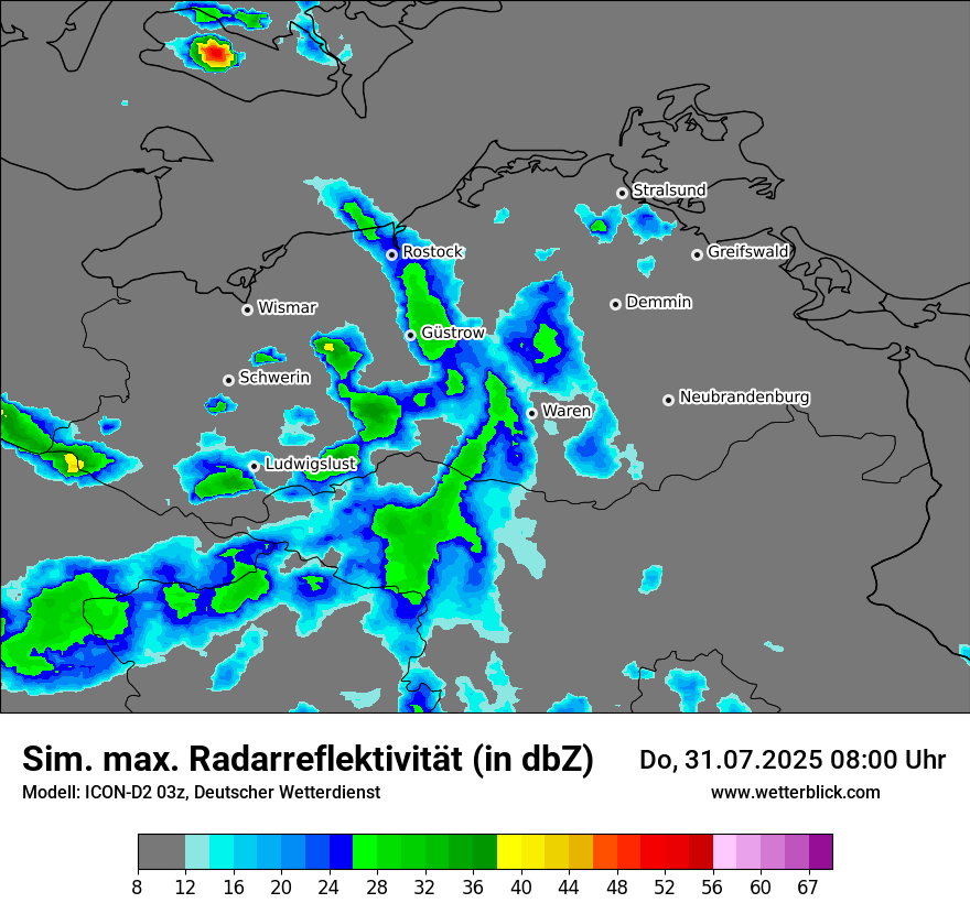 Modellkarten Simuliertes Radarbild