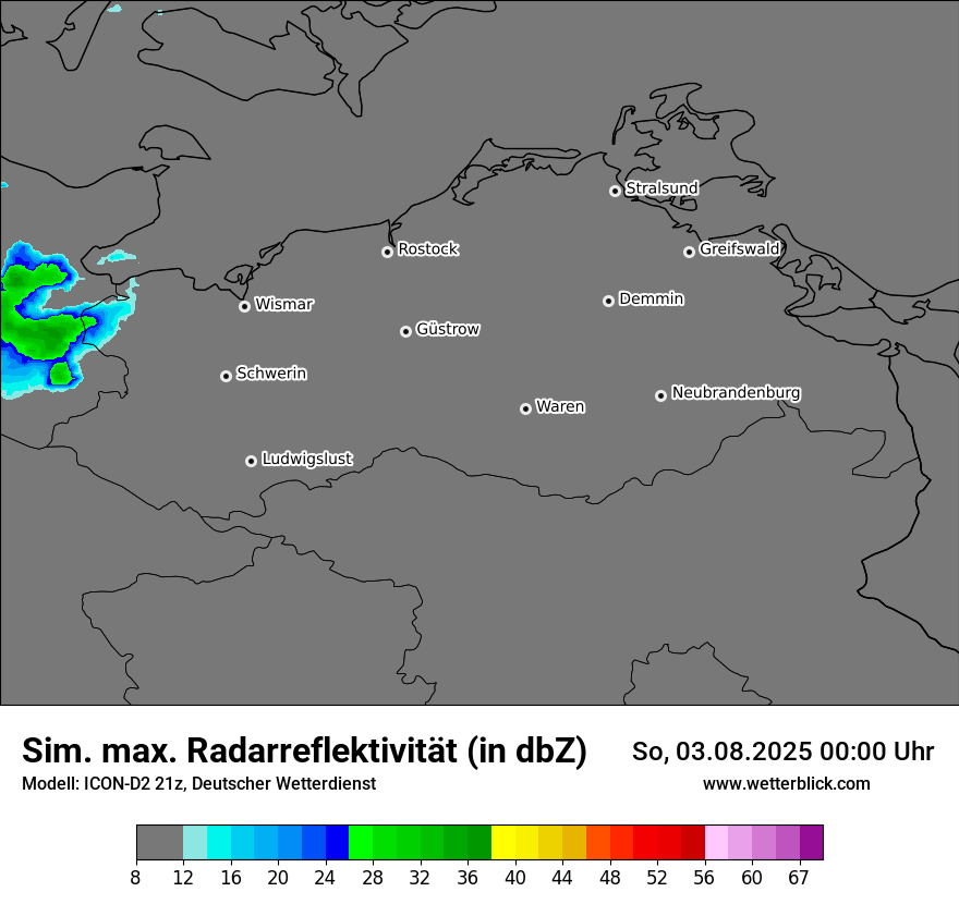Modellkarten Simuliertes Radarbild