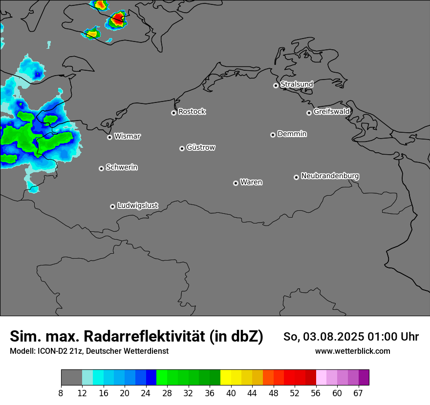 Modellkarten Simuliertes Radarbild
