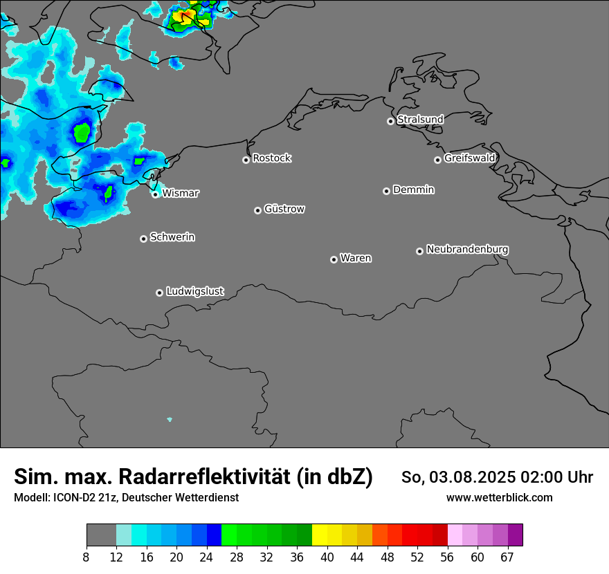 Modellkarten Simuliertes Radarbild