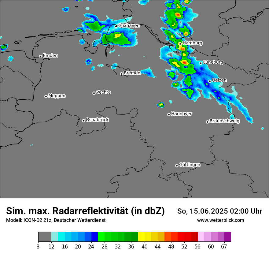 Modellkarten Simuliertes Radarbild