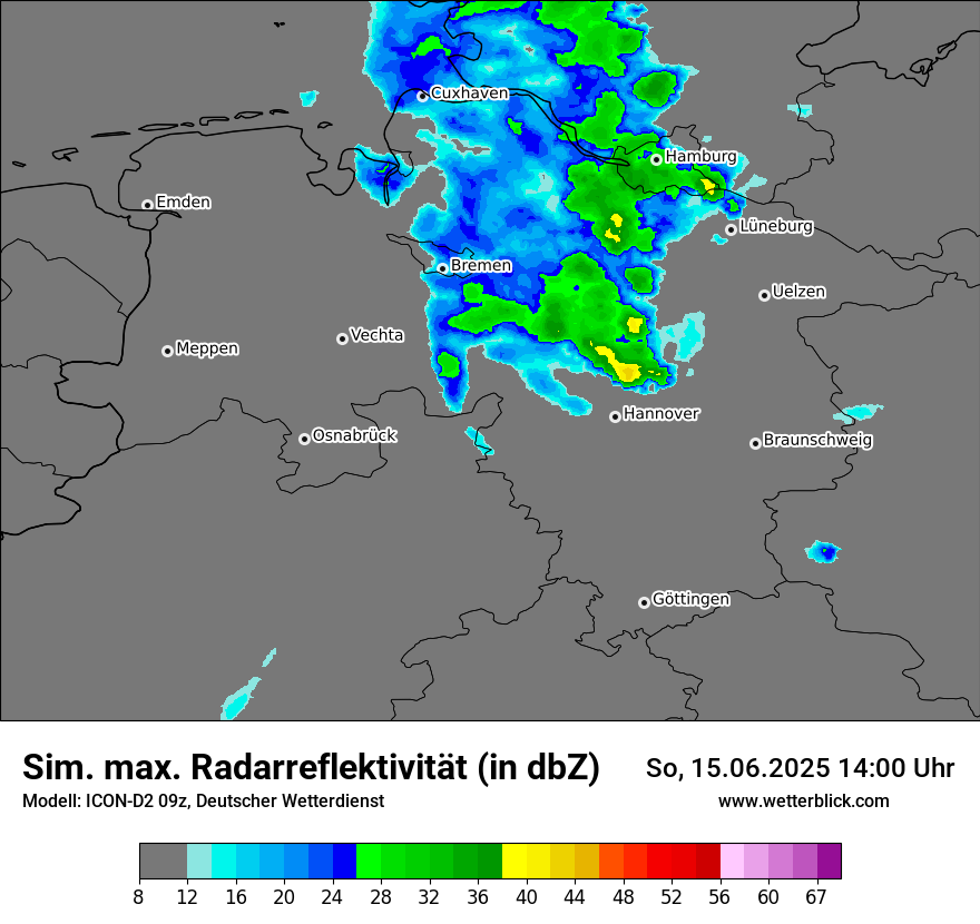 Modellkarten Simuliertes Radarbild