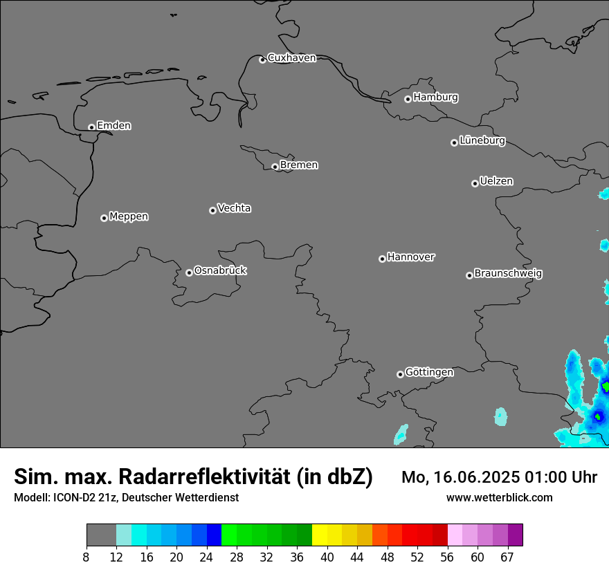 Modellkarten Simuliertes Radarbild