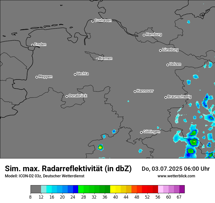 Modellkarten Simuliertes Radarbild