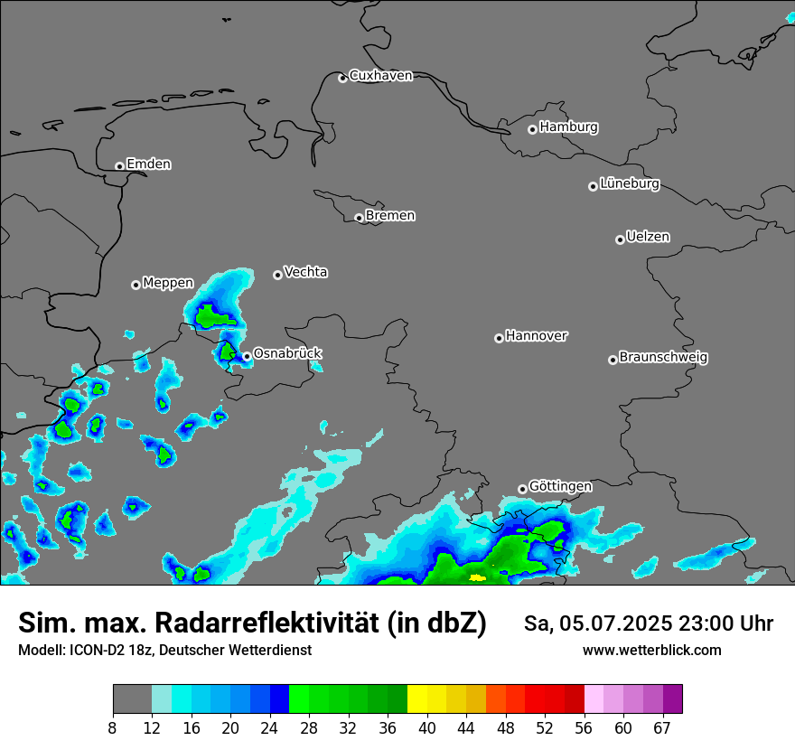 Modellkarten Simuliertes Radarbild