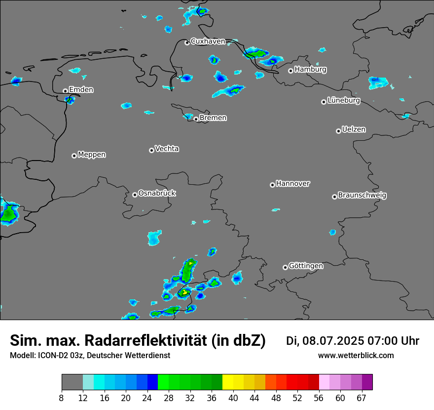 Modellkarten Simuliertes Radarbild