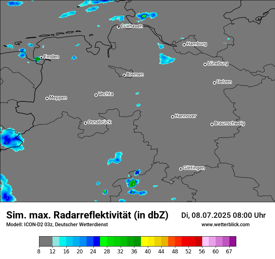 Modellkarten Simuliertes Radarbild