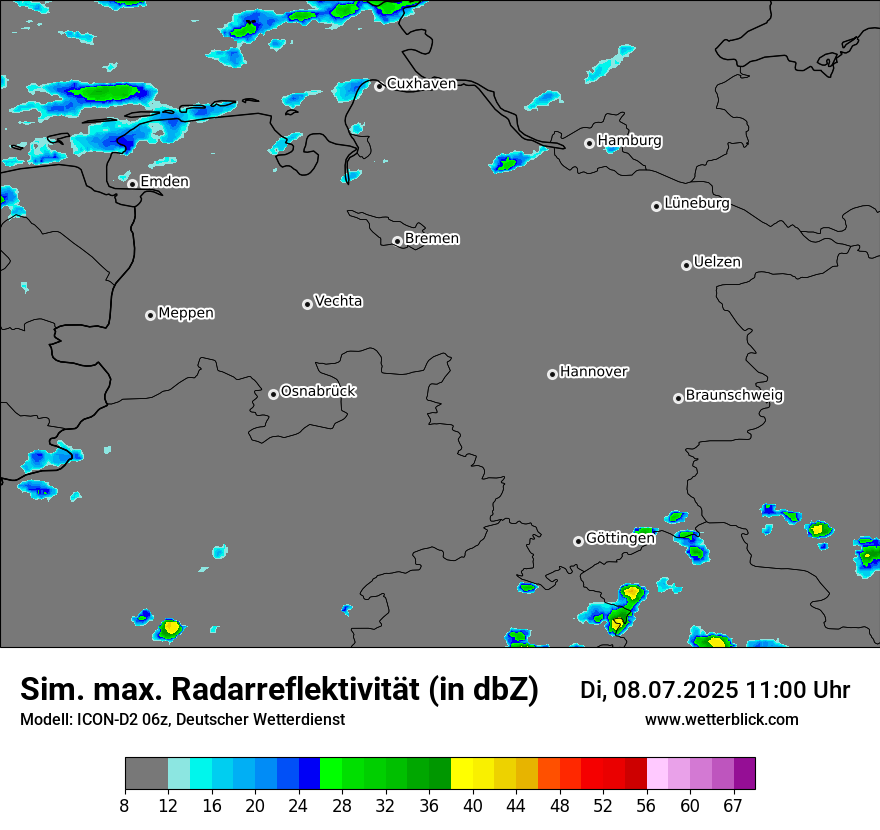 Modellkarten Simuliertes Radarbild
