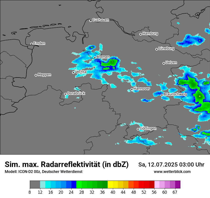 Modellkarten Simuliertes Radarbild