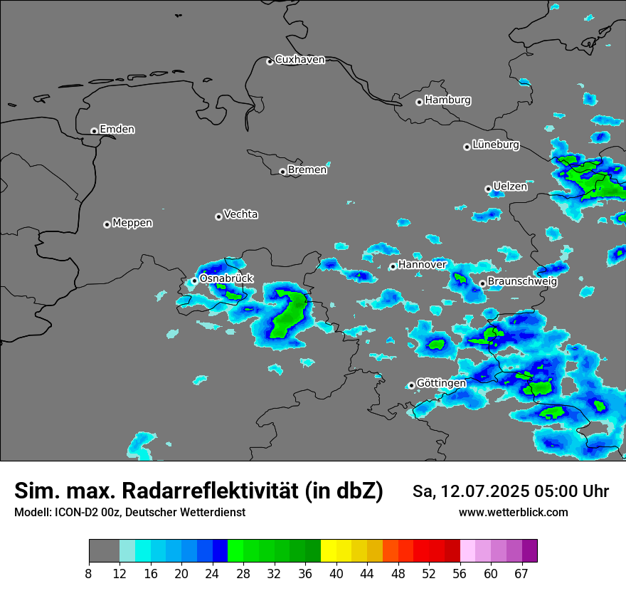 Modellkarten Simuliertes Radarbild