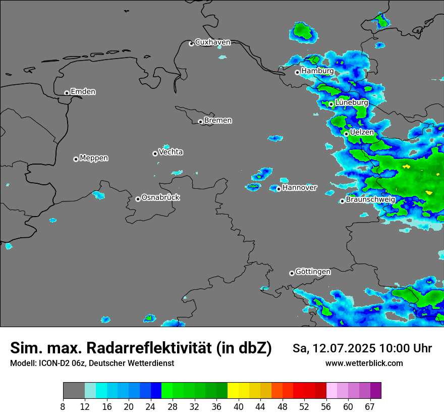 Modellkarten Simuliertes Radarbild