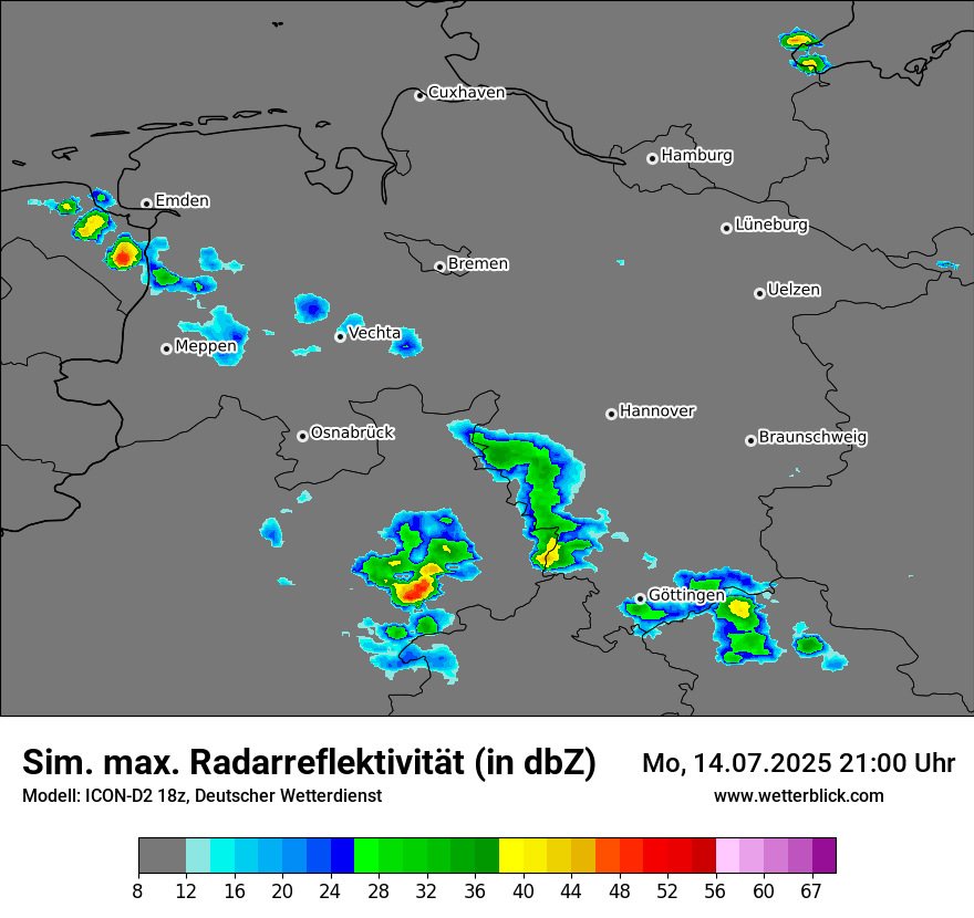 Modellkarten Simuliertes Radarbild