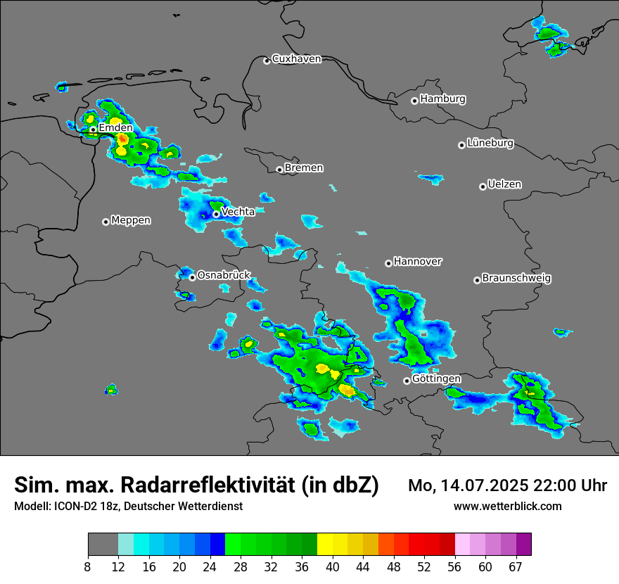 Modellkarten Simuliertes Radarbild