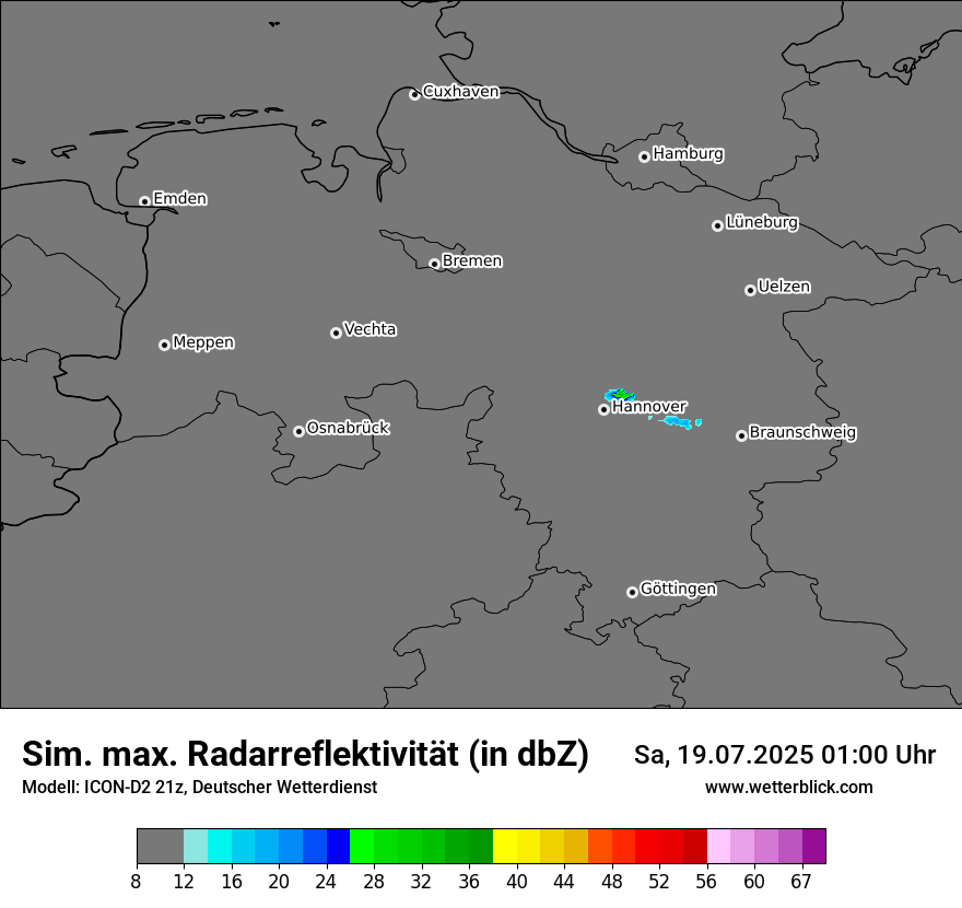 Modellkarten Simuliertes Radarbild