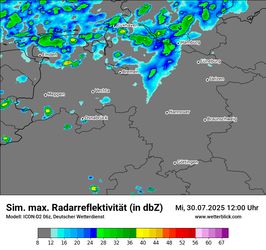Modellkarten Simuliertes Radarbild