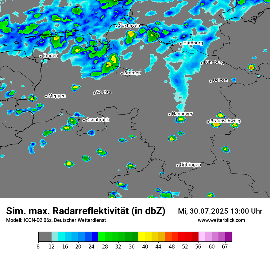 Modellkarten Simuliertes Radarbild