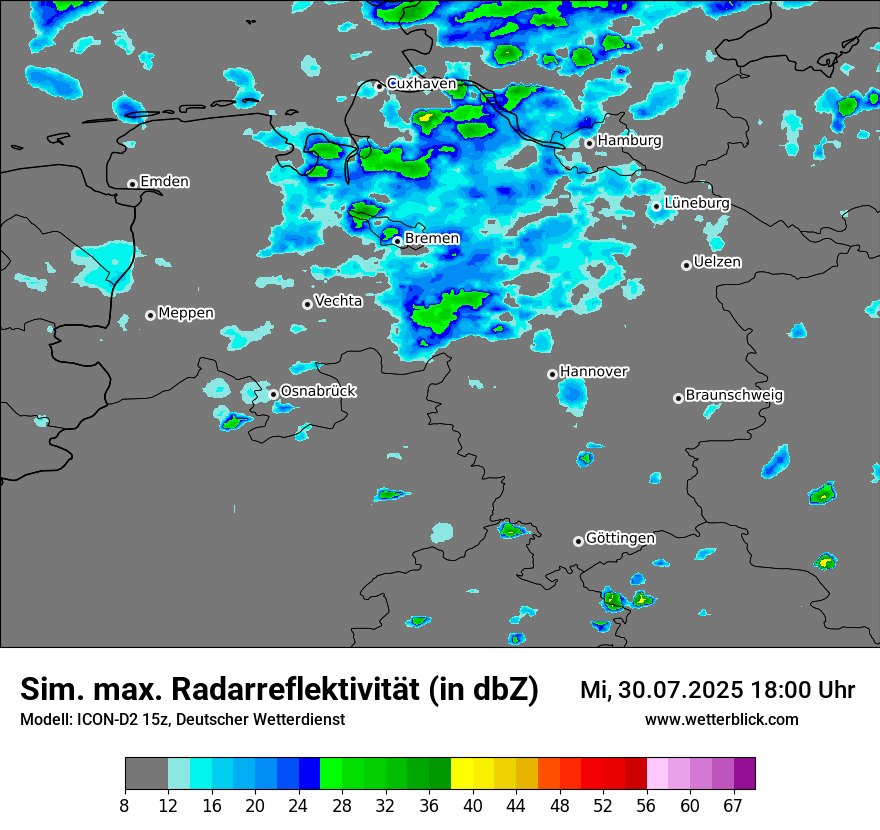 Modellkarten Simuliertes Radarbild