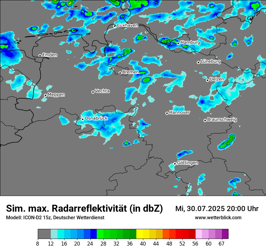 Modellkarten Simuliertes Radarbild