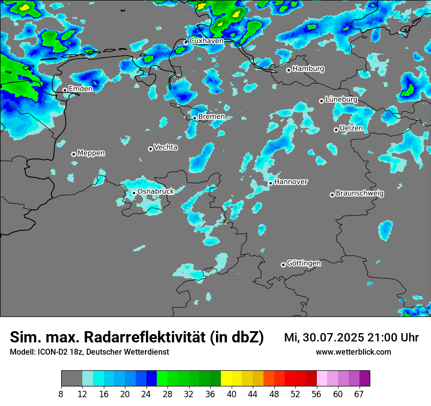 Modellkarten Simuliertes Radarbild