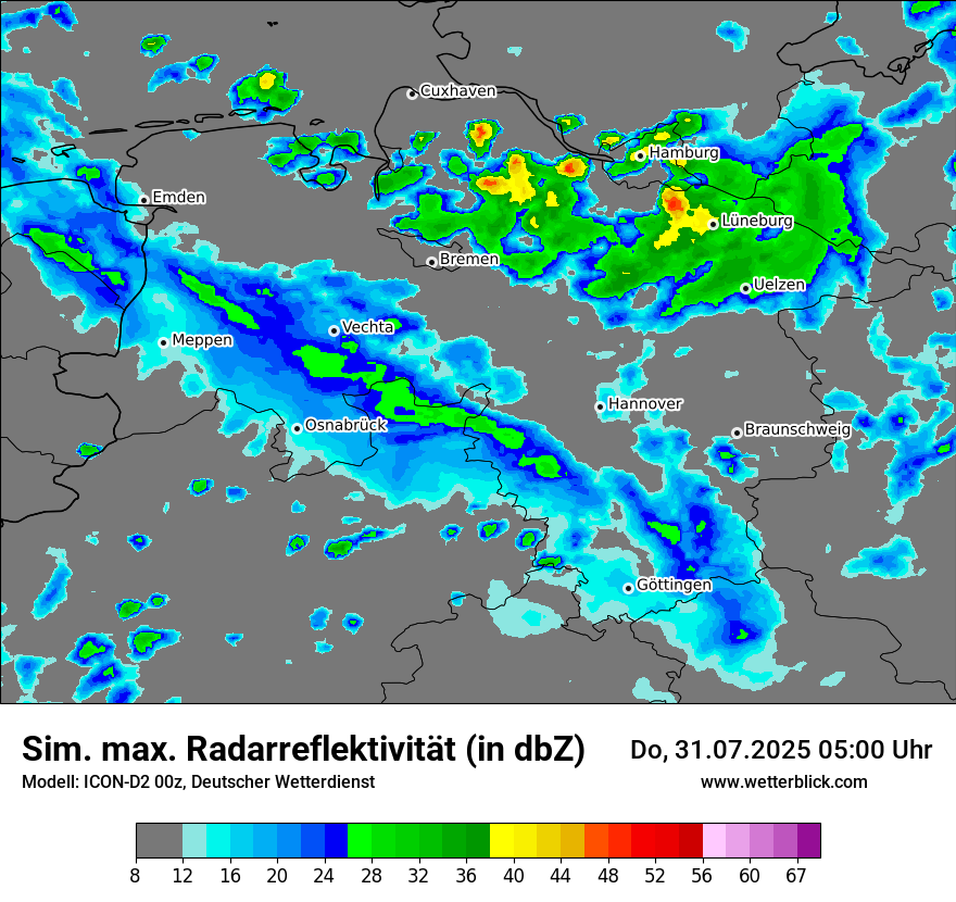 Modellkarten Simuliertes Radarbild