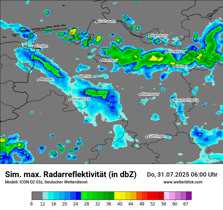 Modellkarten Simuliertes Radarbild