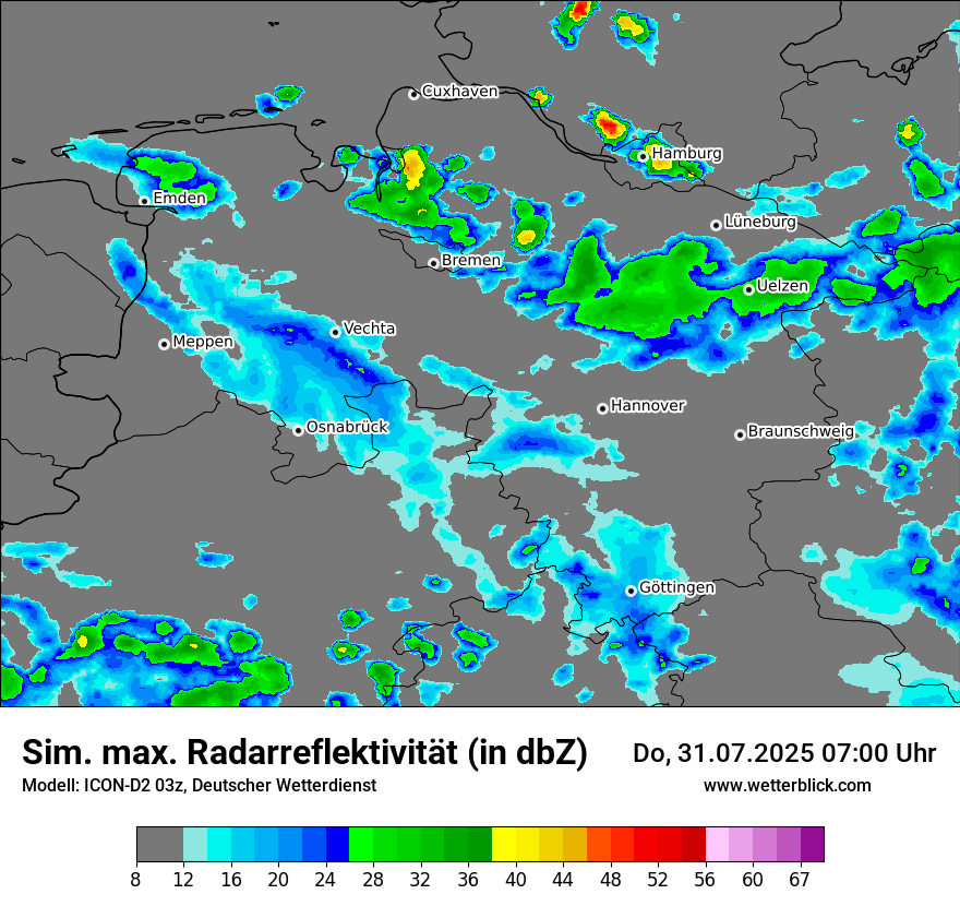 Modellkarten Simuliertes Radarbild