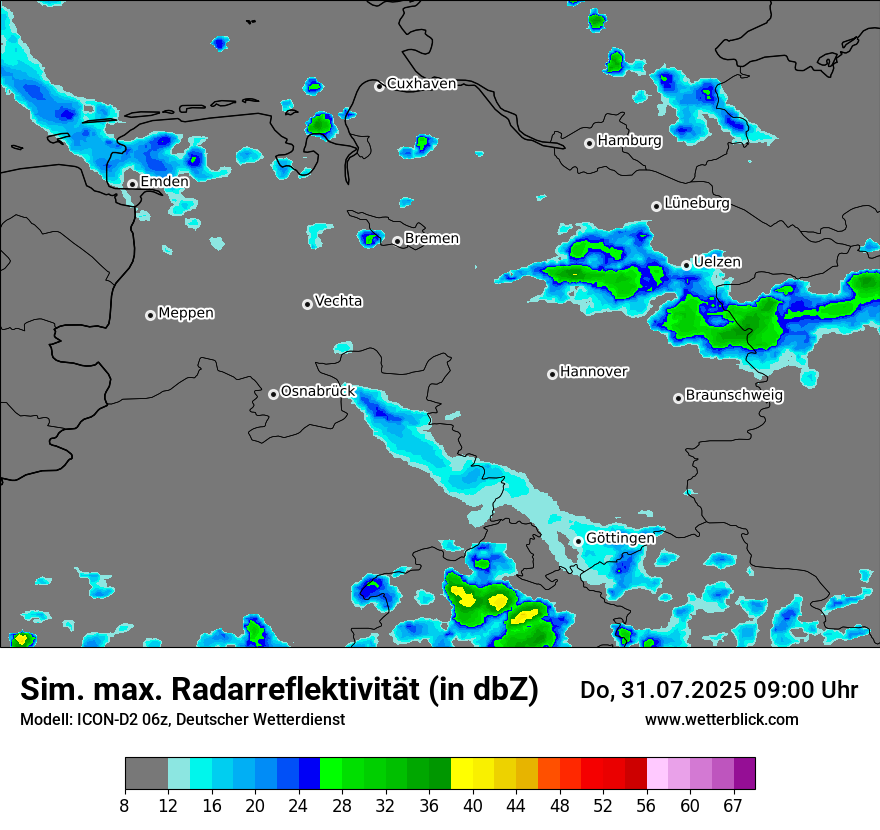 Modellkarten Simuliertes Radarbild
