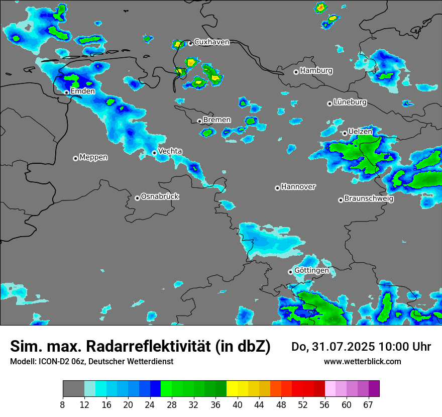 Modellkarten Simuliertes Radarbild