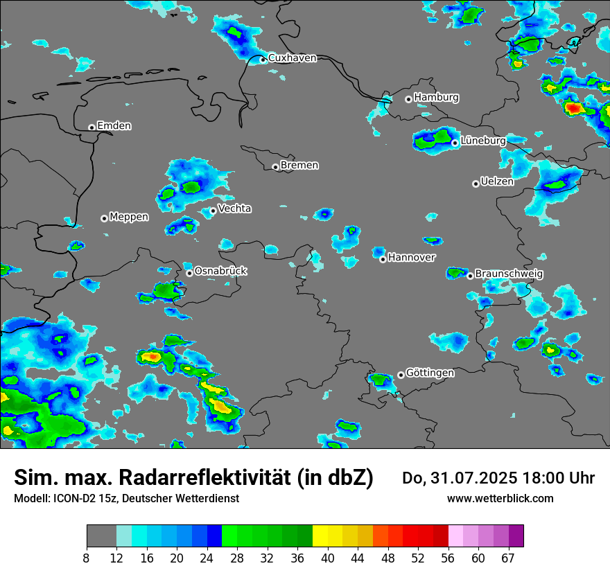 Modellkarten Simuliertes Radarbild