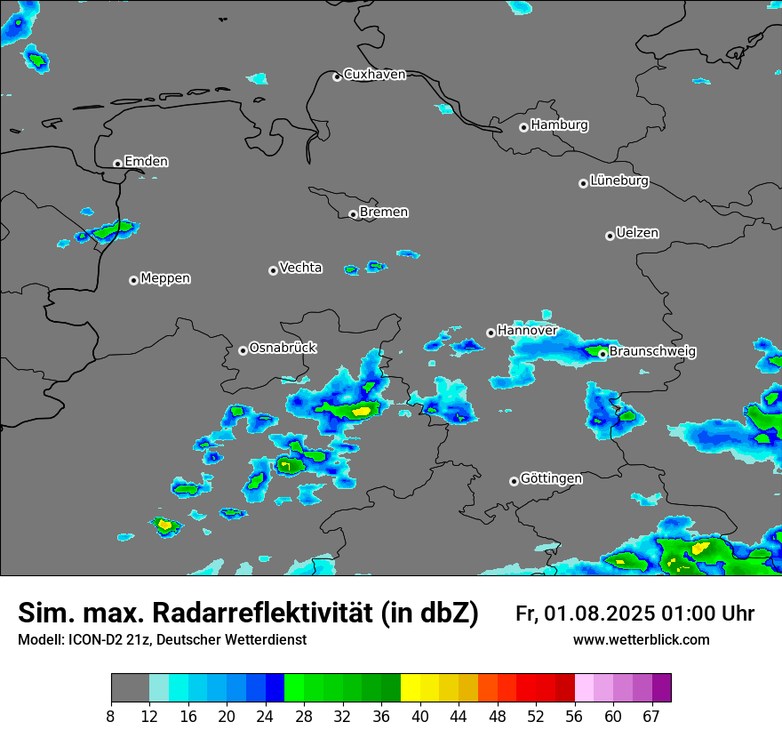 Modellkarten Simuliertes Radarbild