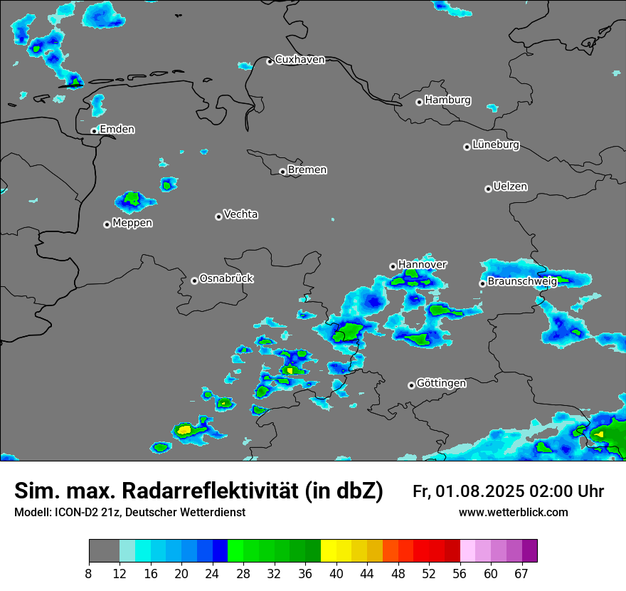 Modellkarten Simuliertes Radarbild