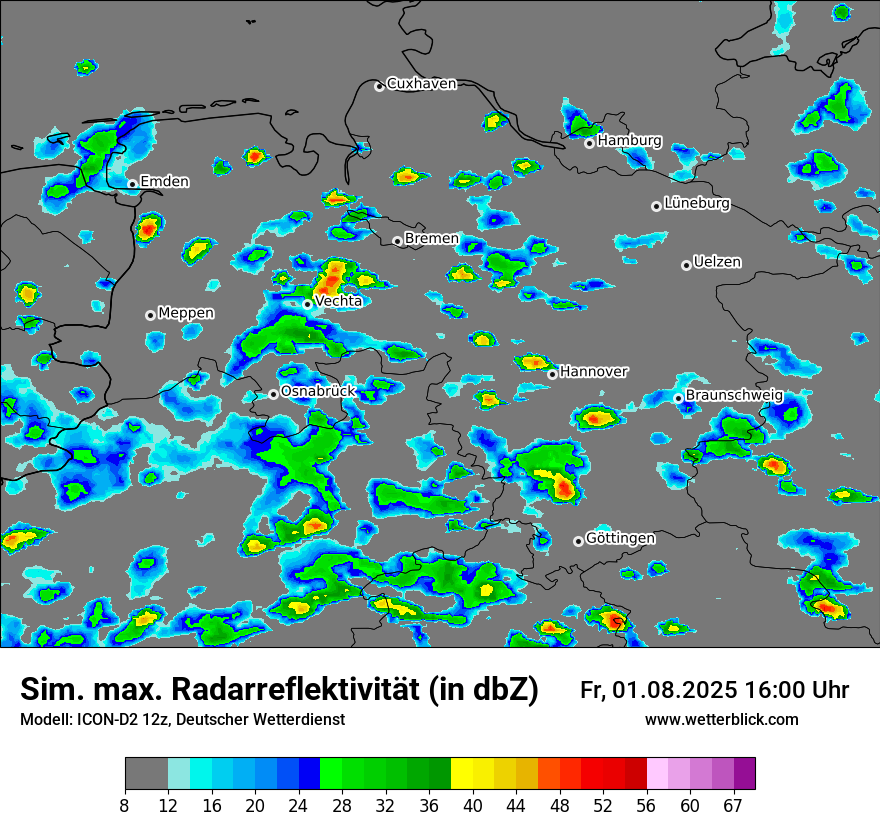 Modellkarten Simuliertes Radarbild