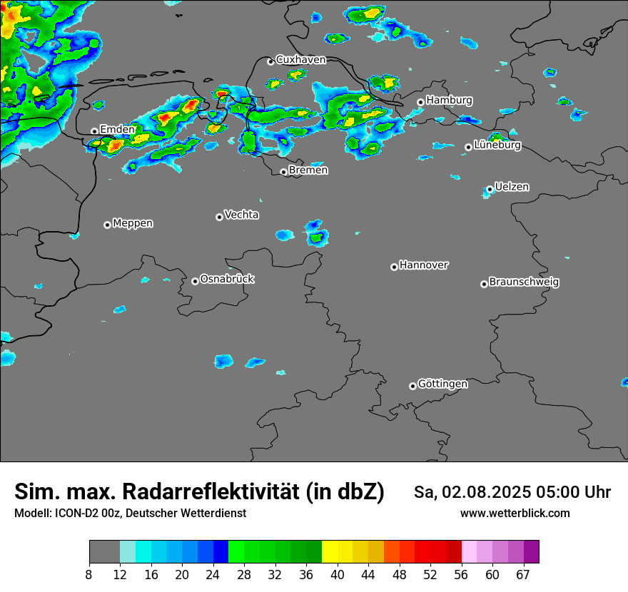 Modellkarten Simuliertes Radarbild