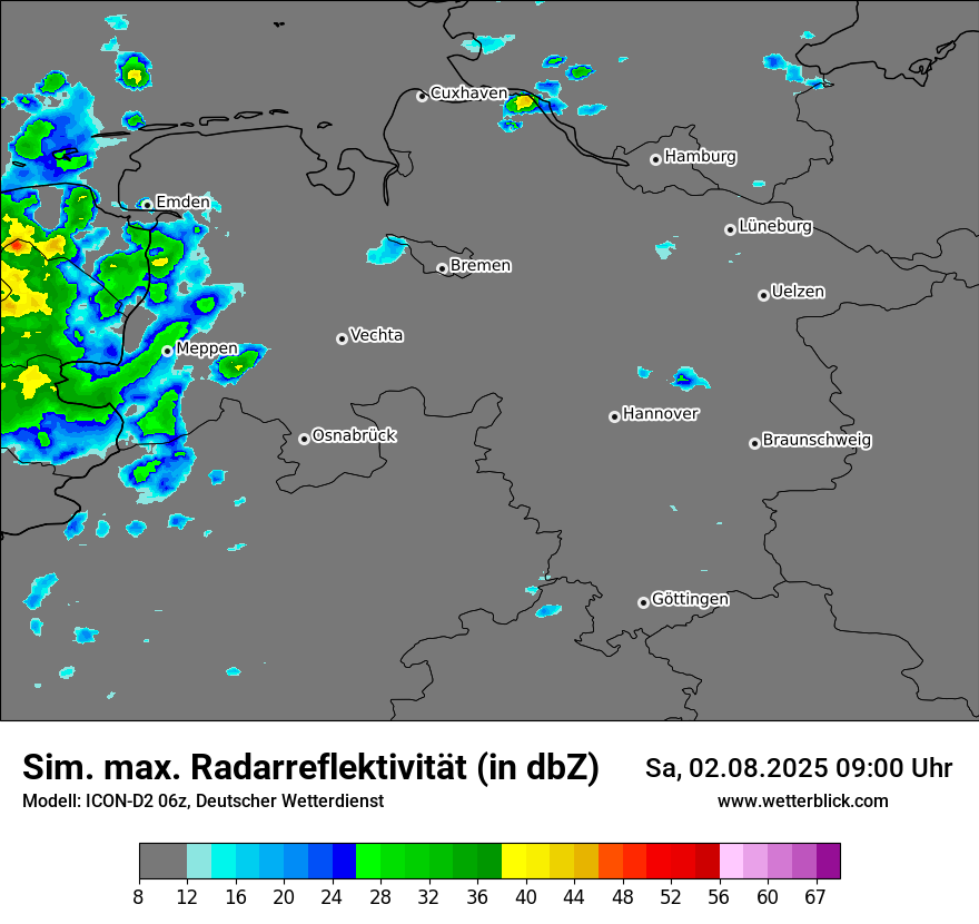 Modellkarten Simuliertes Radarbild