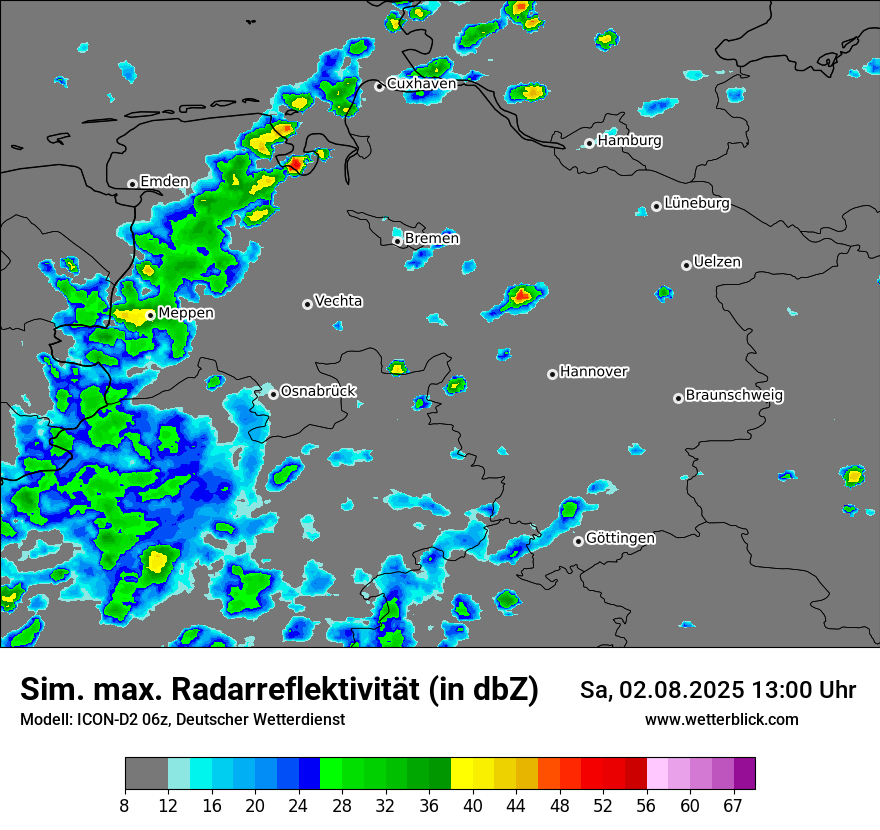 Modellkarten Simuliertes Radarbild