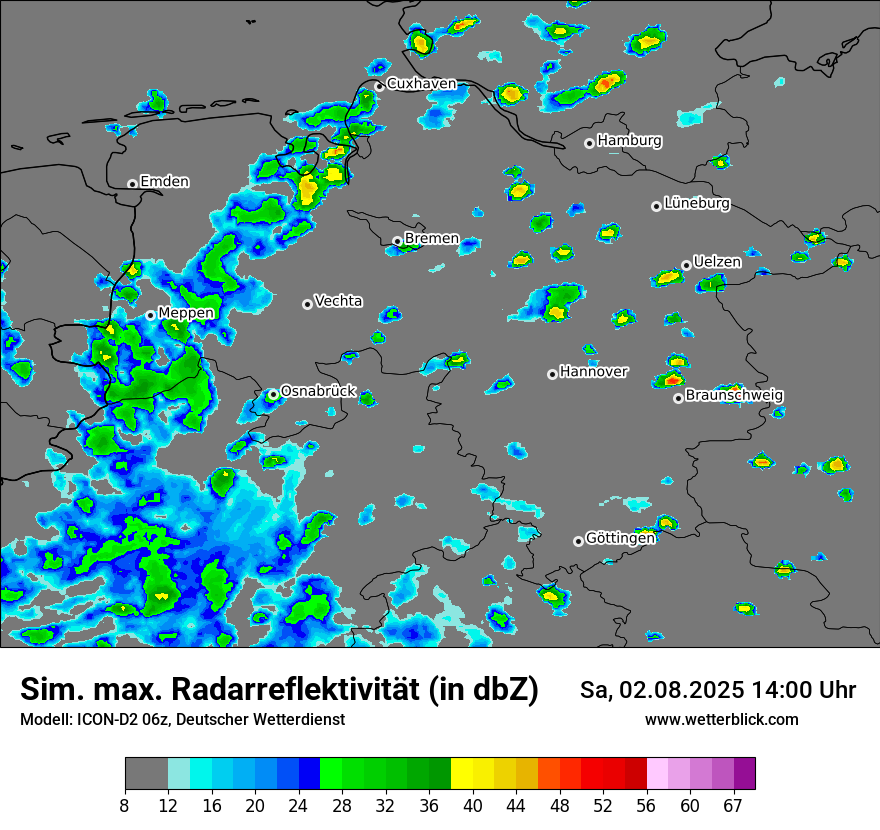 Modellkarten Simuliertes Radarbild