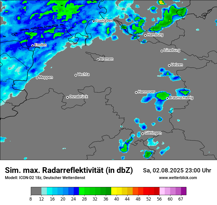 Modellkarten Simuliertes Radarbild
